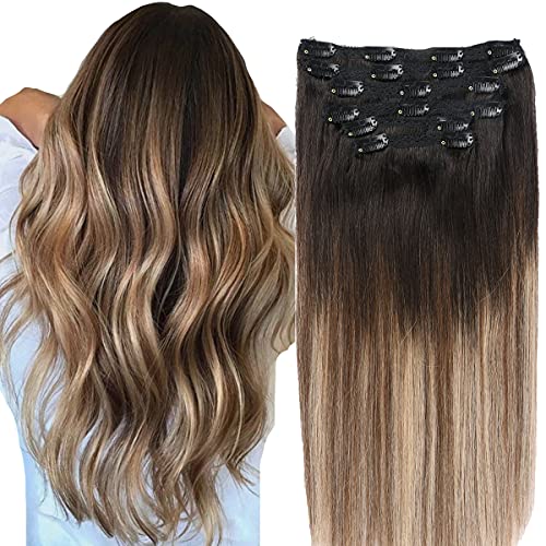 Balayage Clip in Human Hair Extensions 6 Pcs 100 Gram - Image 48
