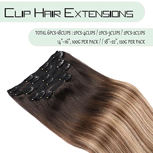 Balayage Clip in Human Hair Extensions 6 Pcs 100 Gram - Image 49