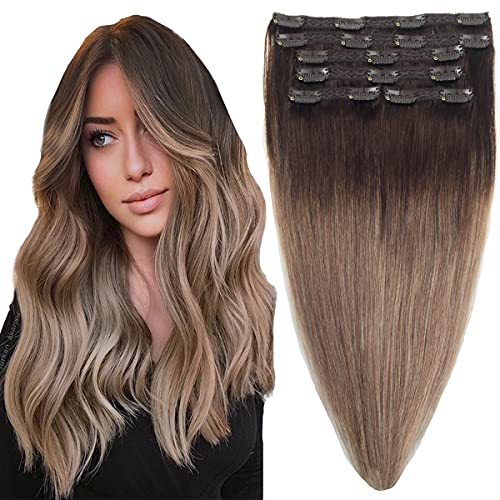 Balayage Clip in Human Hair Extensions 6 Pcs 100 Gram - Image 60
