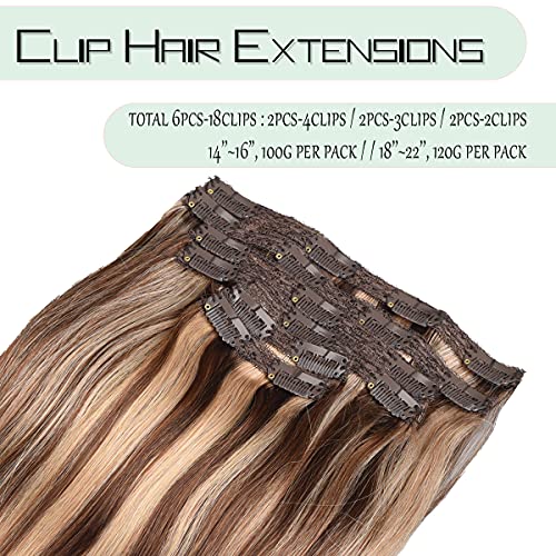 Balayage Clip in Human Hair Extensions 6 Pcs 100 Gram - Image 67