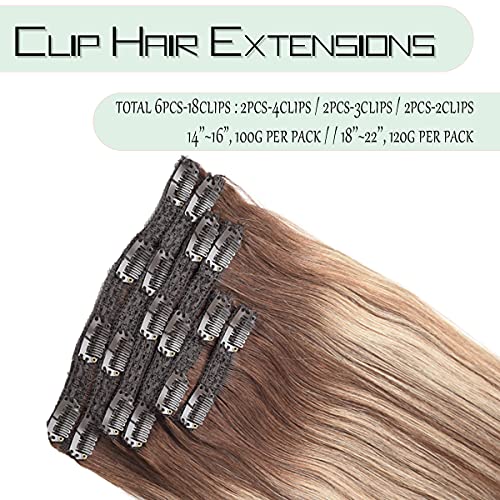 Balayage Clip in Human Hair Extensions 6 Pcs 100 Gram - Image 73
