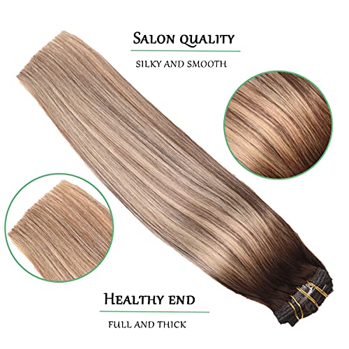 Balayage Clip in Human Hair Extensions 6 Pcs 100 Gram - Image 75