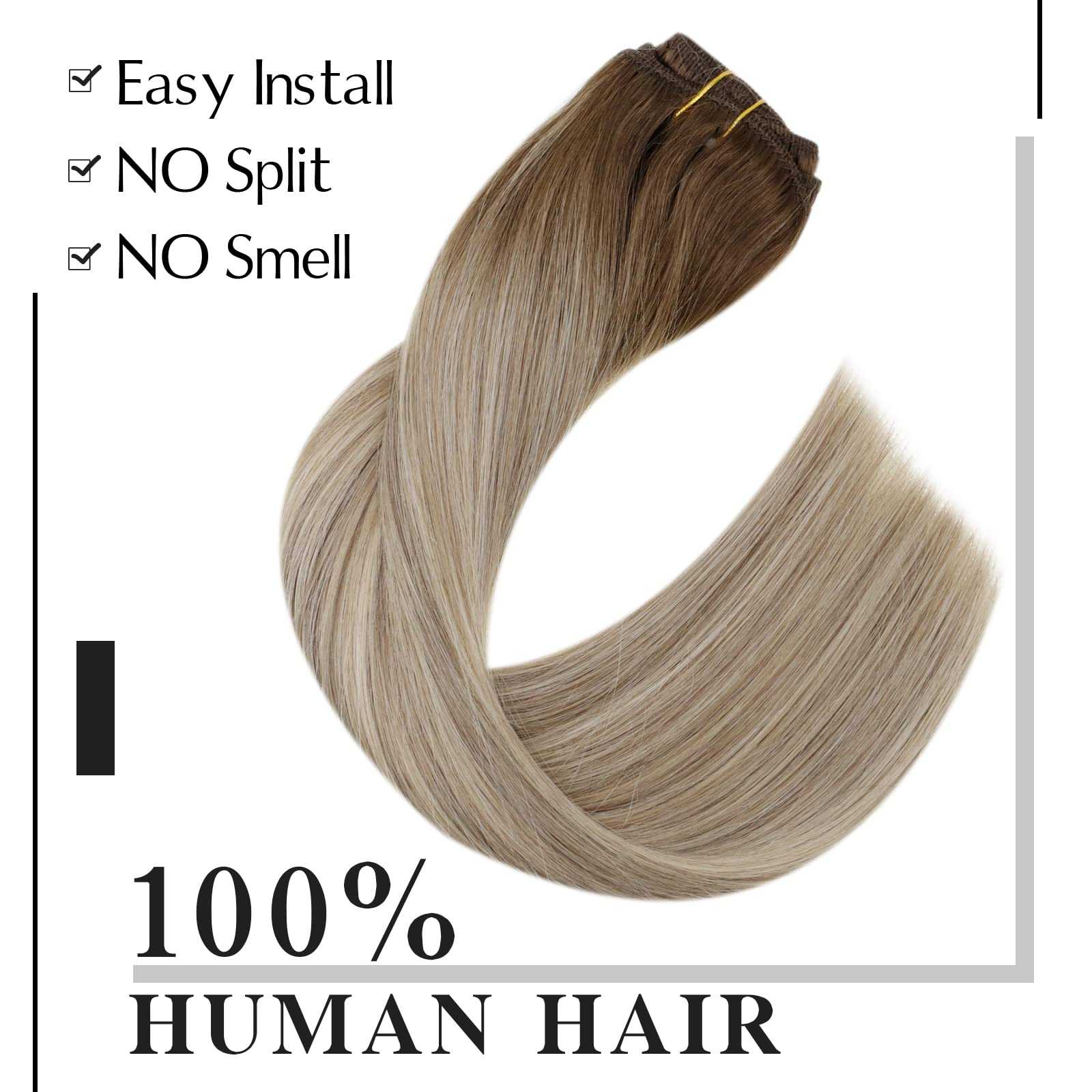 Balayage Clip in Human Hair Extensions Real Human Hair - Image 15