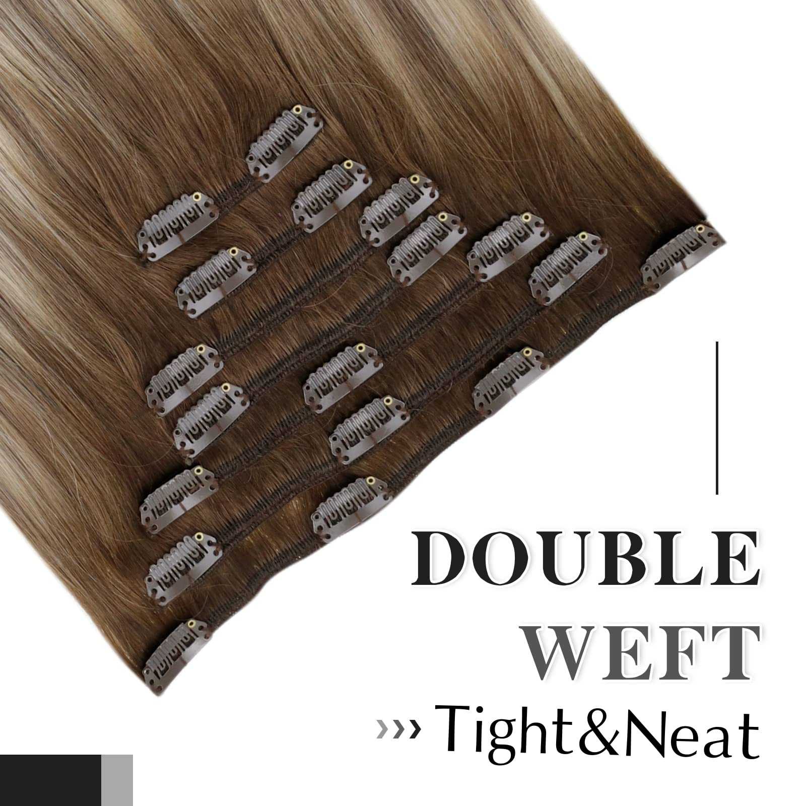 Balayage Clip in Human Hair Extensions Real Human Hair - Image 16