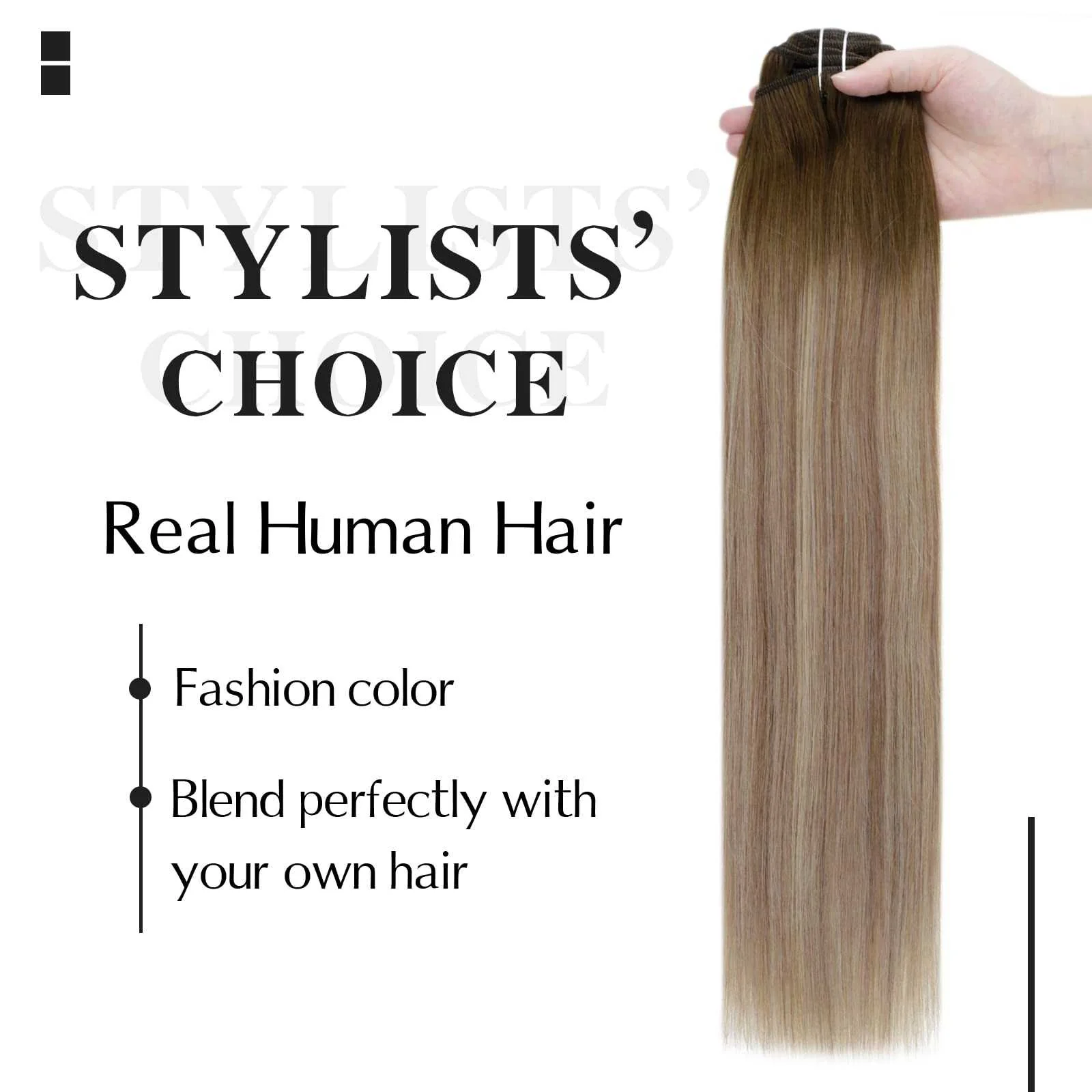 Balayage Clip in Human Hair Extensions Real Human Hair - Image 18
