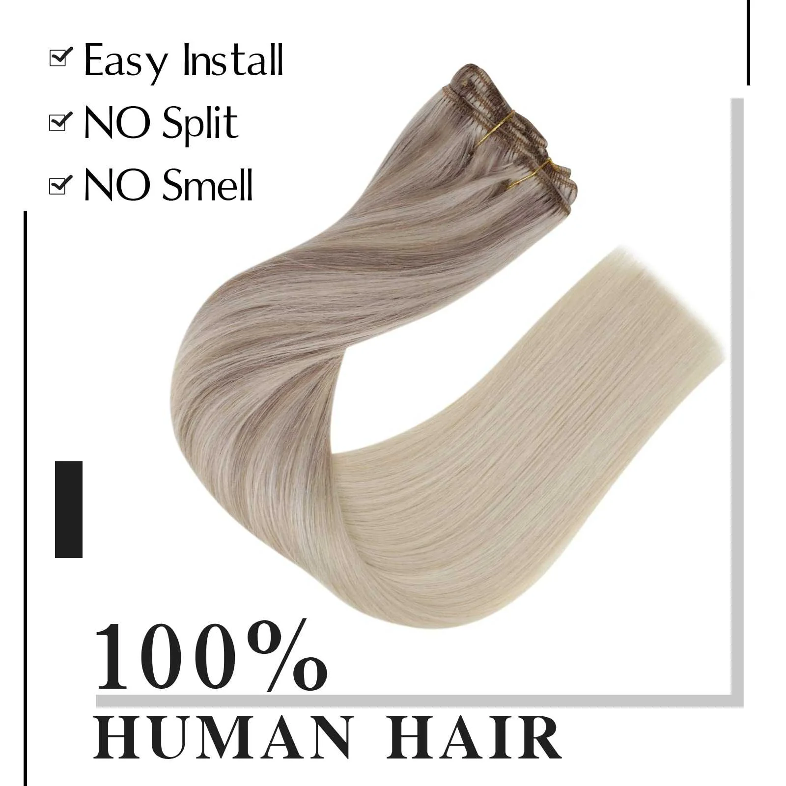 Balayage Clip in Human Hair Extensions Real Human Hair - Image 2