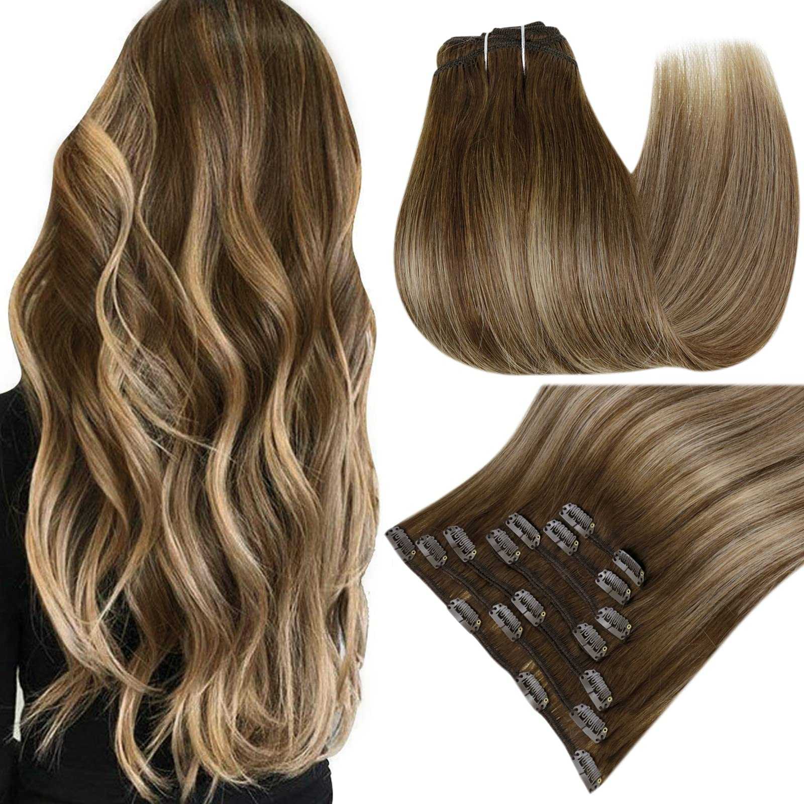 Balayage Clip in Human Hair Extensions Real Human Hair - Image 20