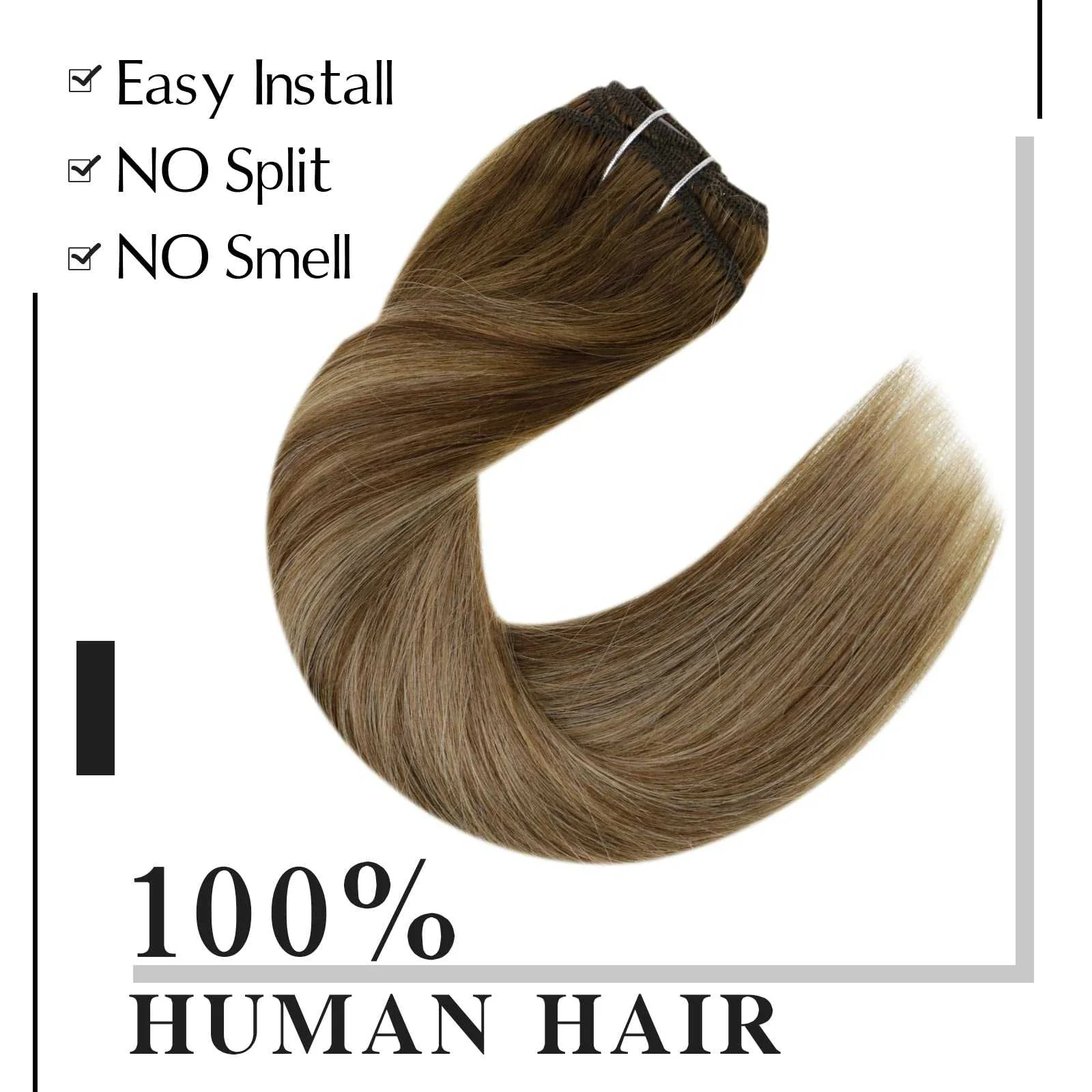 Balayage Clip in Human Hair Extensions Real Human Hair - Image 21