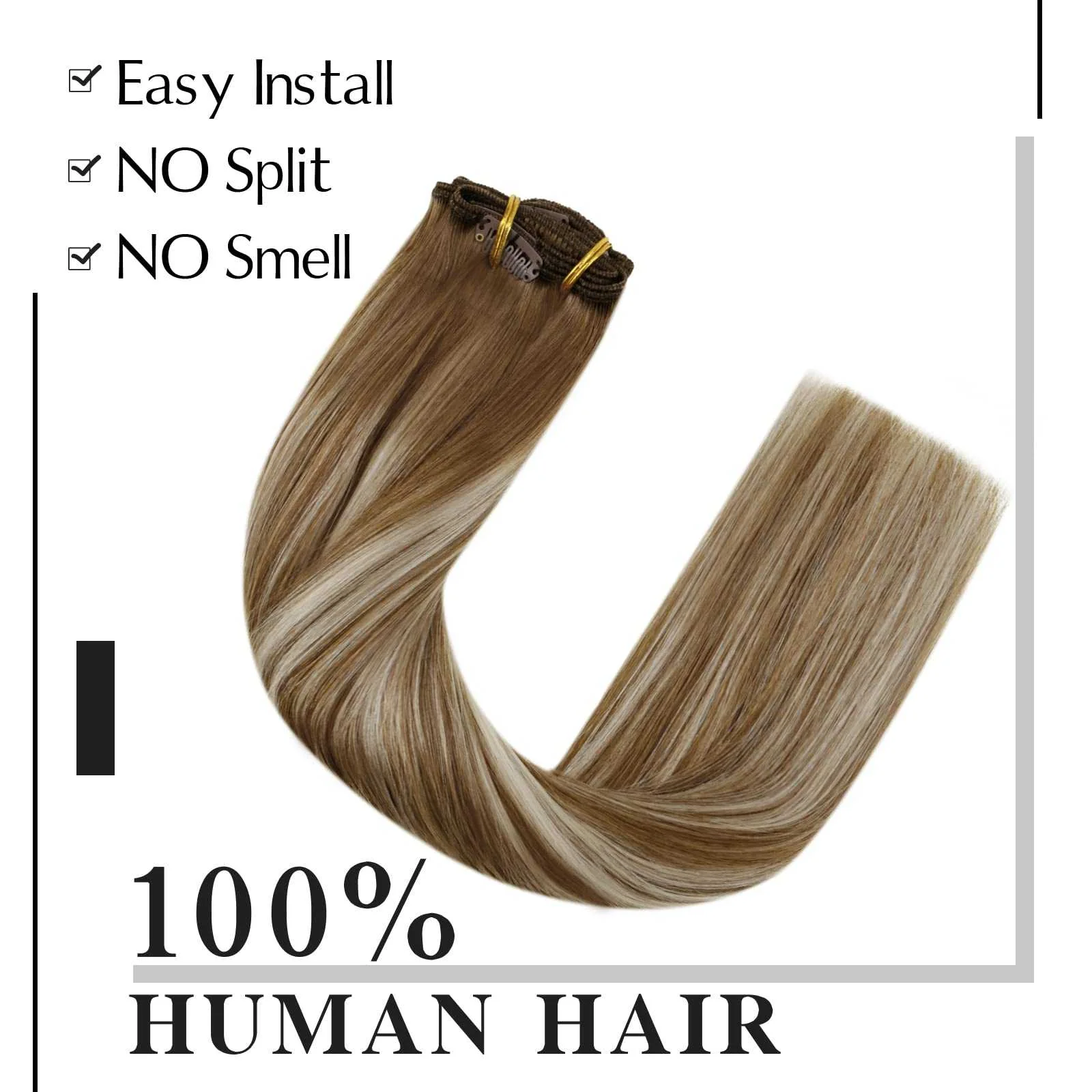 Balayage Clip in Human Hair Extensions Real Human Hair - Image 27