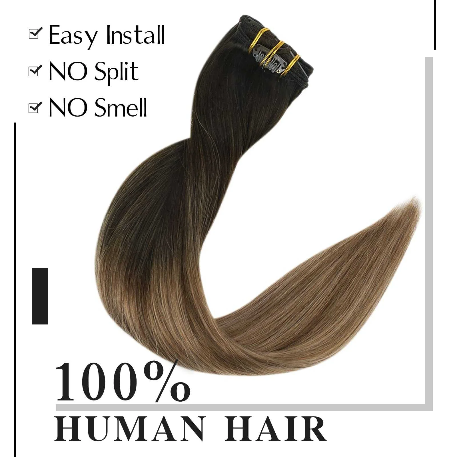 Balayage Clip in Human Hair Extensions Real Human Hair - Image 34