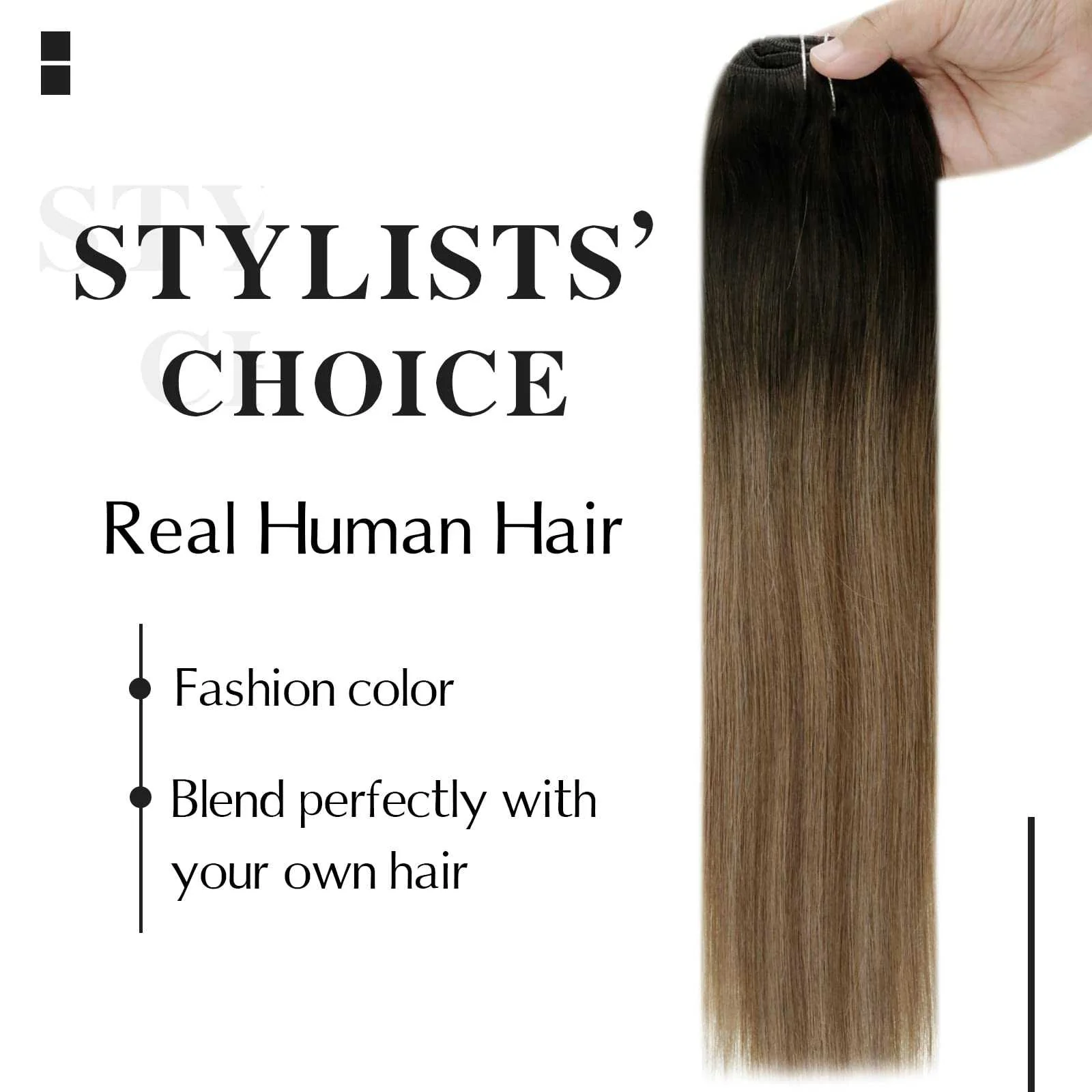 Balayage Clip in Human Hair Extensions Real Human Hair - Image 36