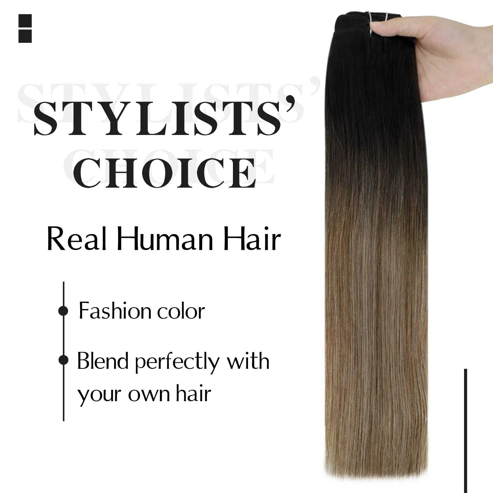 Balayage Clip in Human Hair Extensions Real Human Hair - Image 45