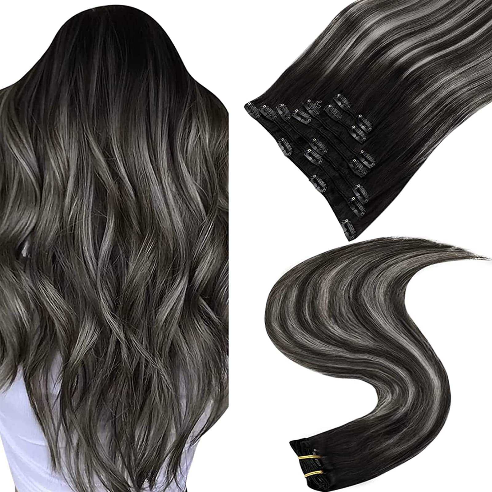 Balayage Clip in Human Hair Extensions Real Human Hair - Image 48