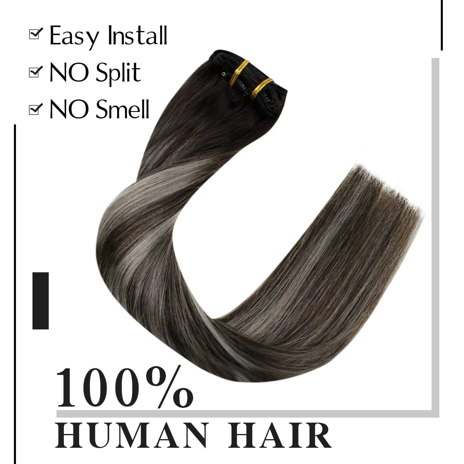 Balayage Clip in Human Hair Extensions Real Human Hair - Image 49