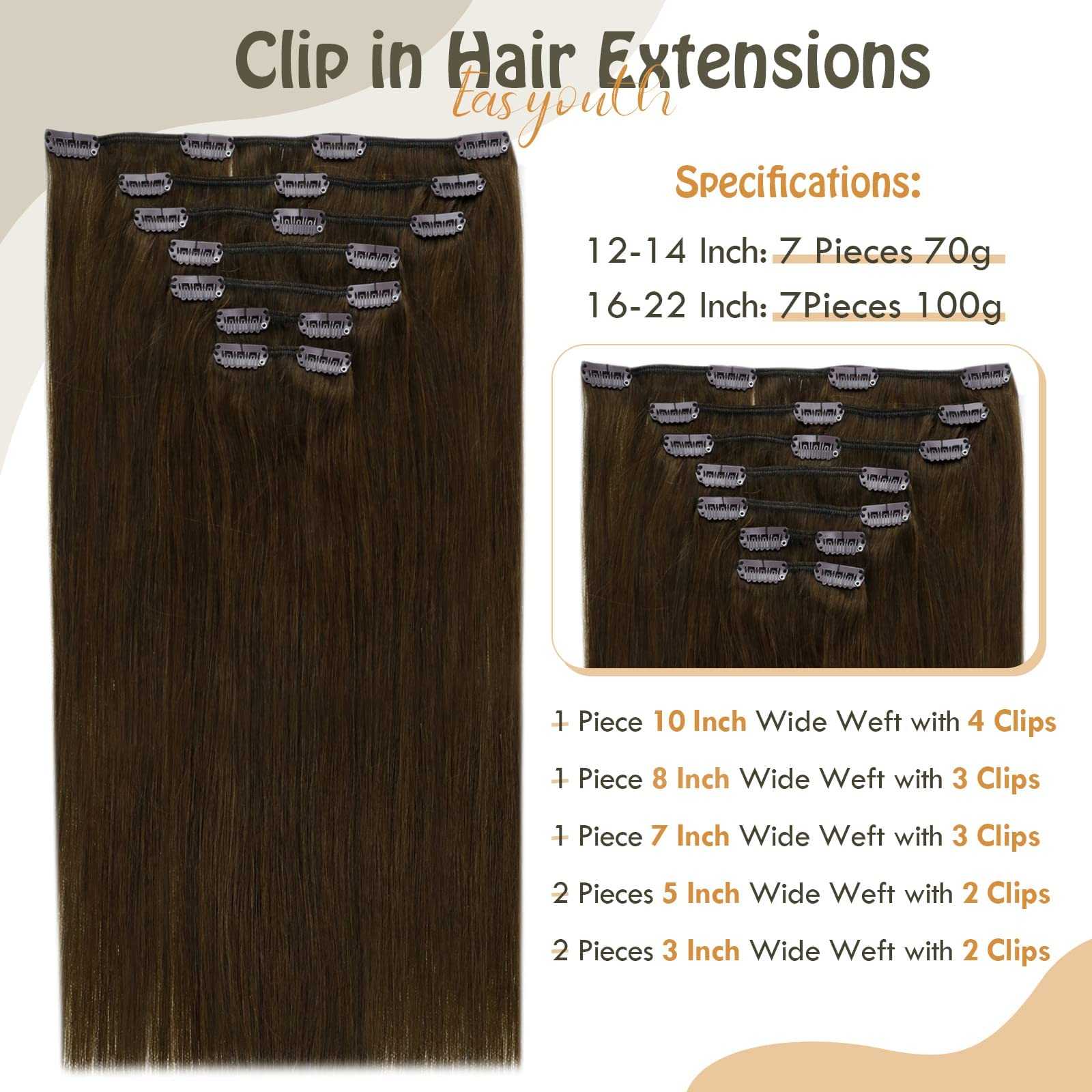 Balayage Clip in Human Hair Extensions Real Human Hair - Image 55