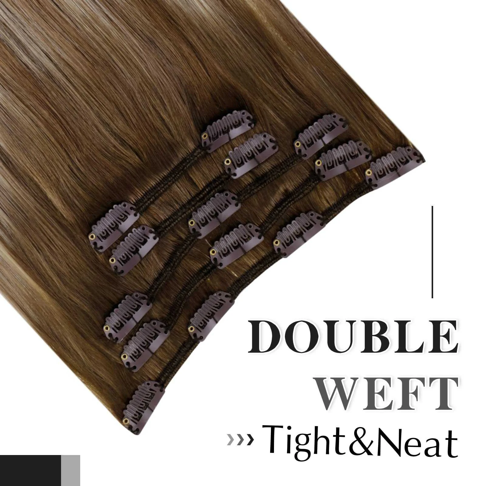 Balayage Clip in Human Hair Extensions Real Human Hair - Image 69
