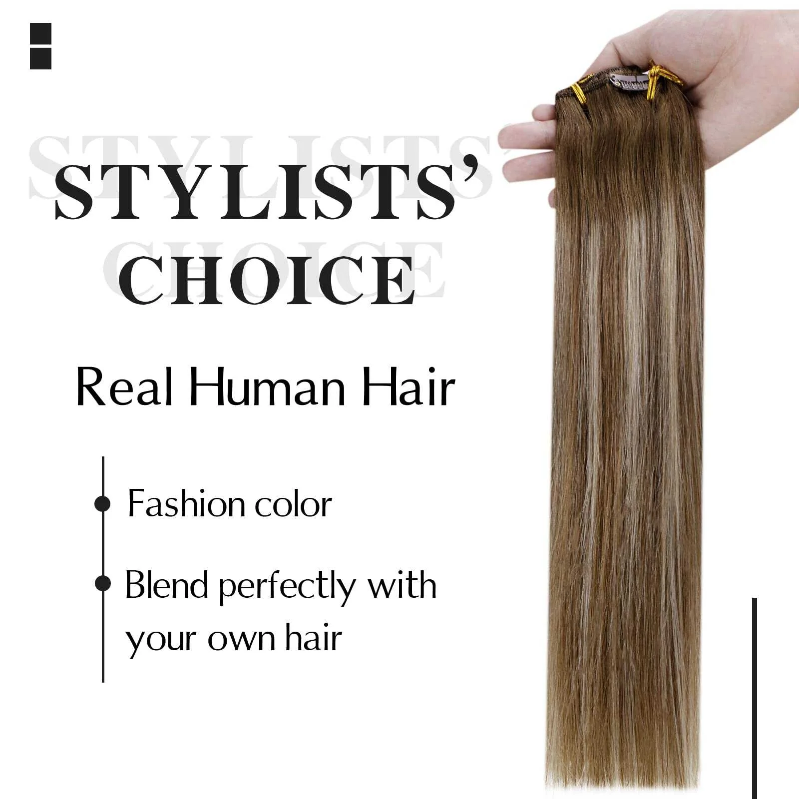 Balayage Clip in Human Hair Extensions Real Human Hair - Image 71