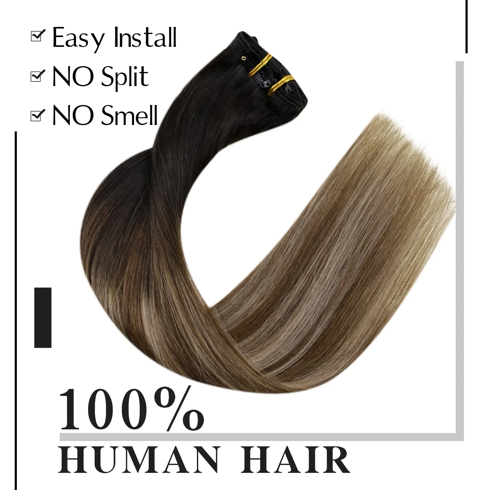 Balayage Clip in Human Hair Extensions Real Human Hair - Image 74