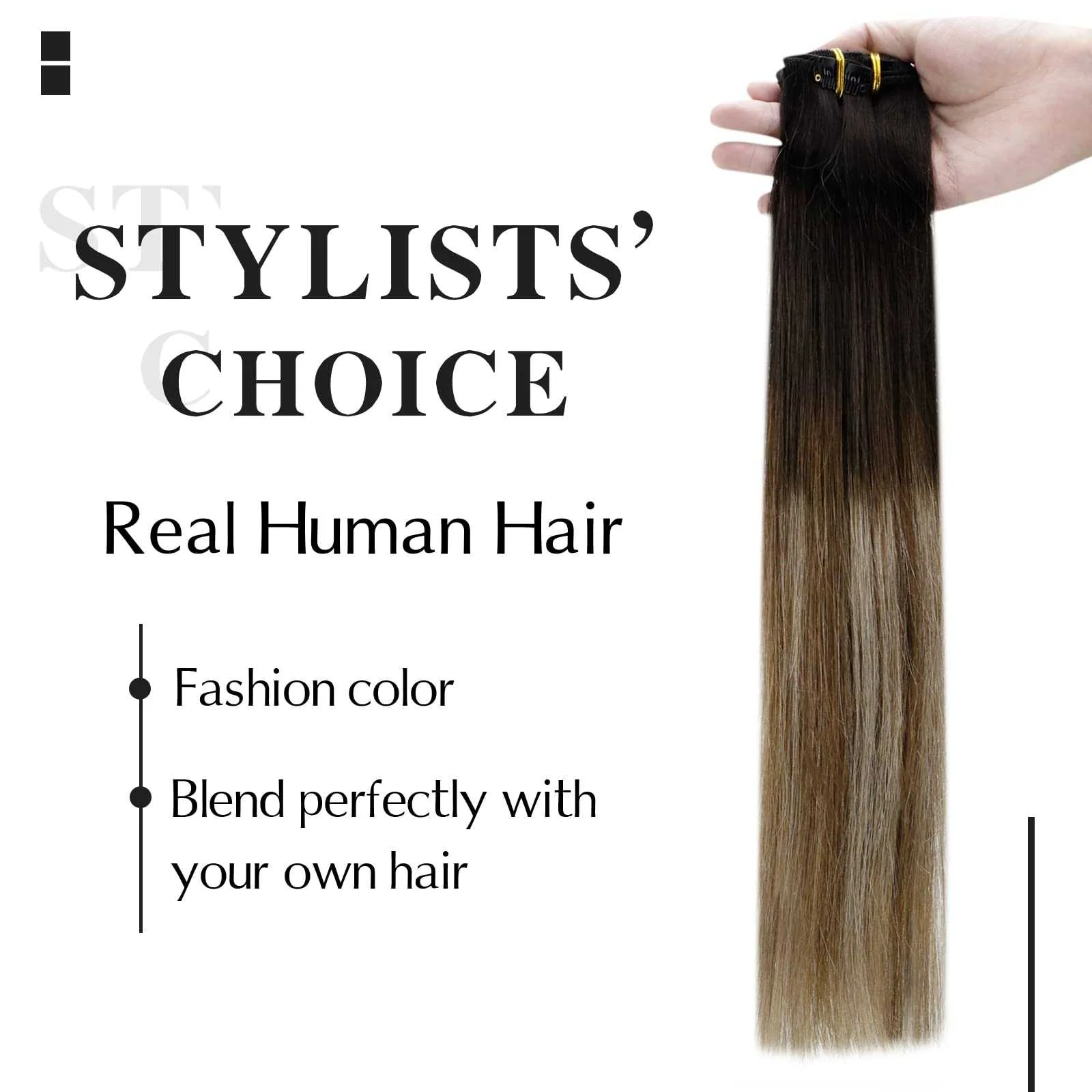 Balayage Clip in Human Hair Extensions Real Human Hair - Image 77