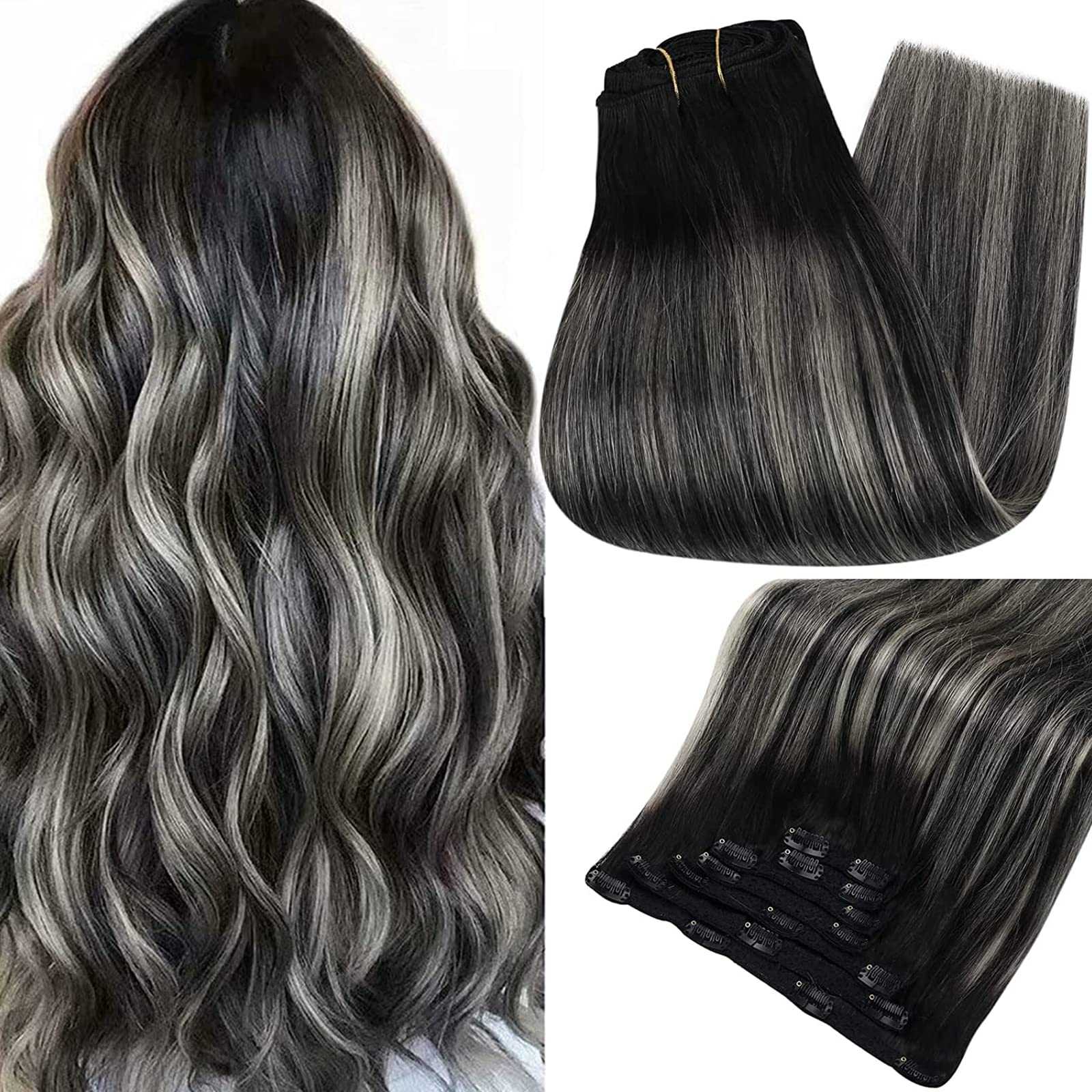 Balayage Clip in Human Hair Extensions Real Human Hair - Image 78