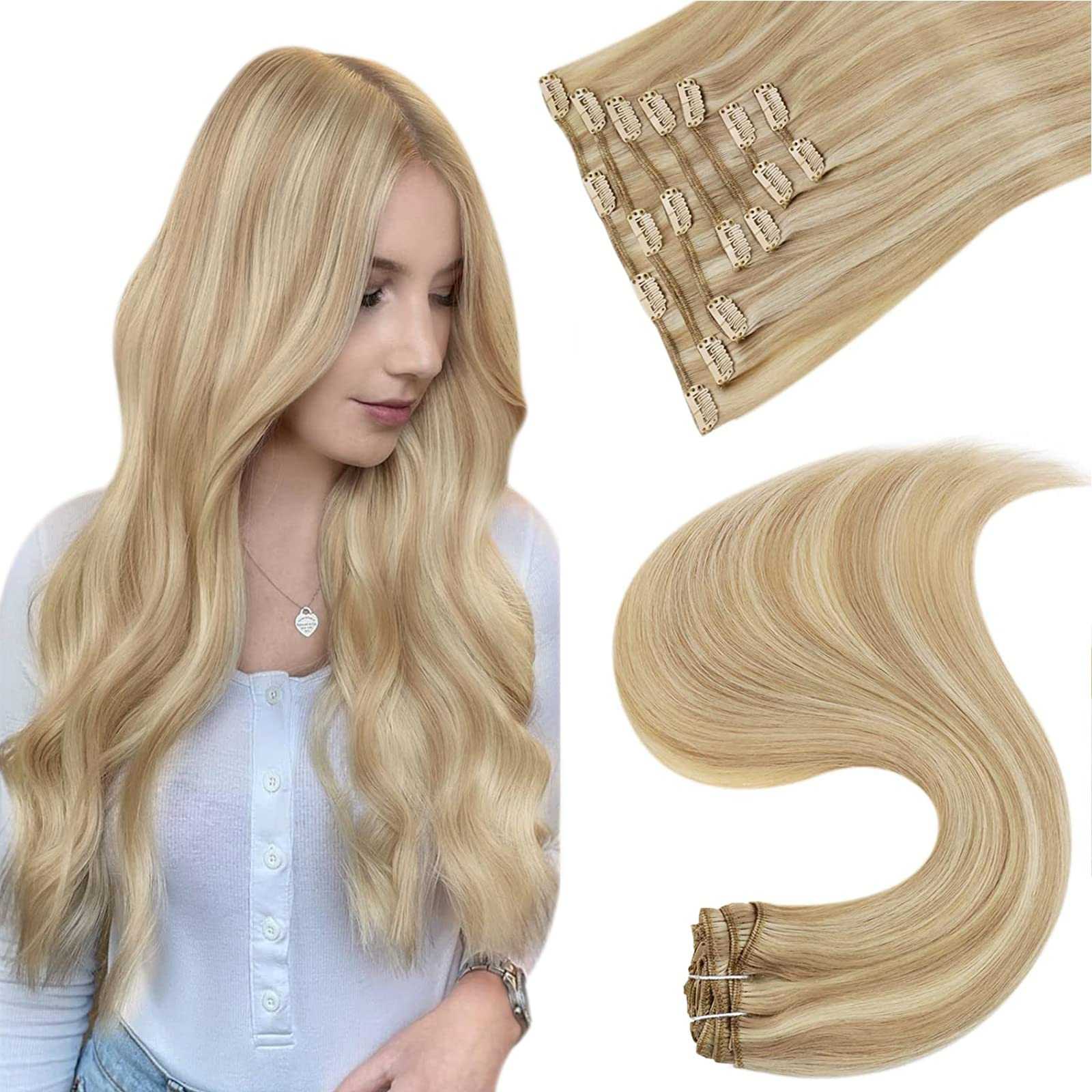 Balayage Clip in Human Hair Extensions Real Human Hair - Image 8