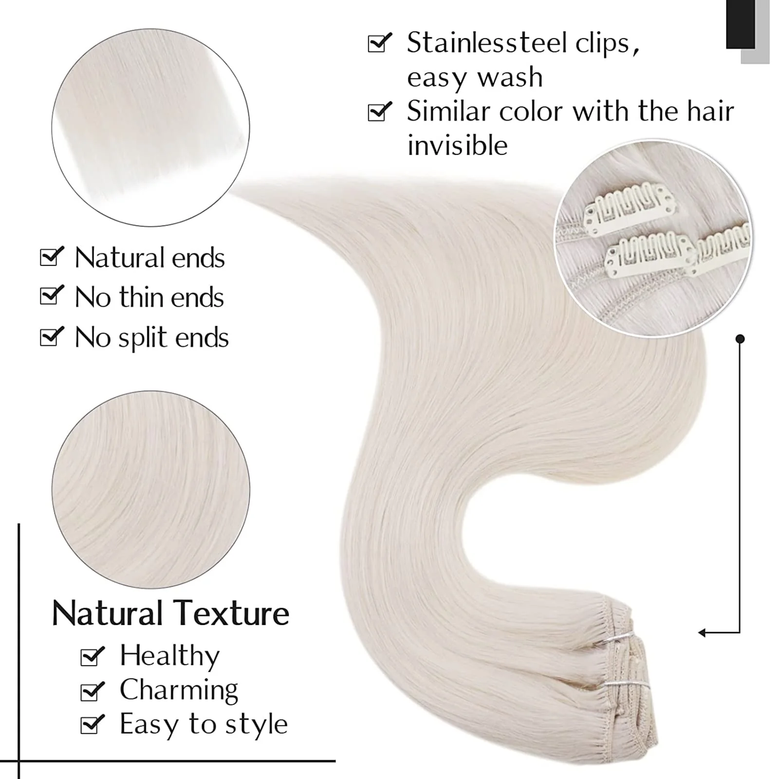 Balayage Clip in Human Hair Extensions Real Human Hair - Image 85