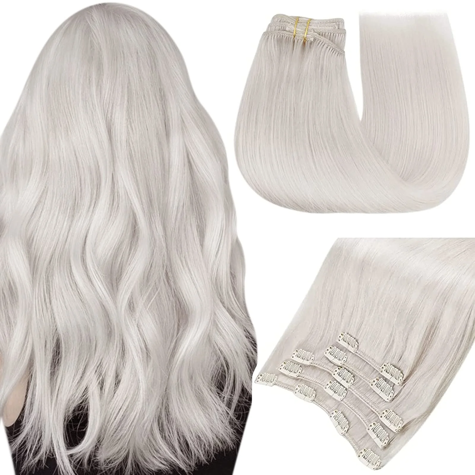 Balayage Clip in Human Hair Extensions Real Human Hair - Image 89