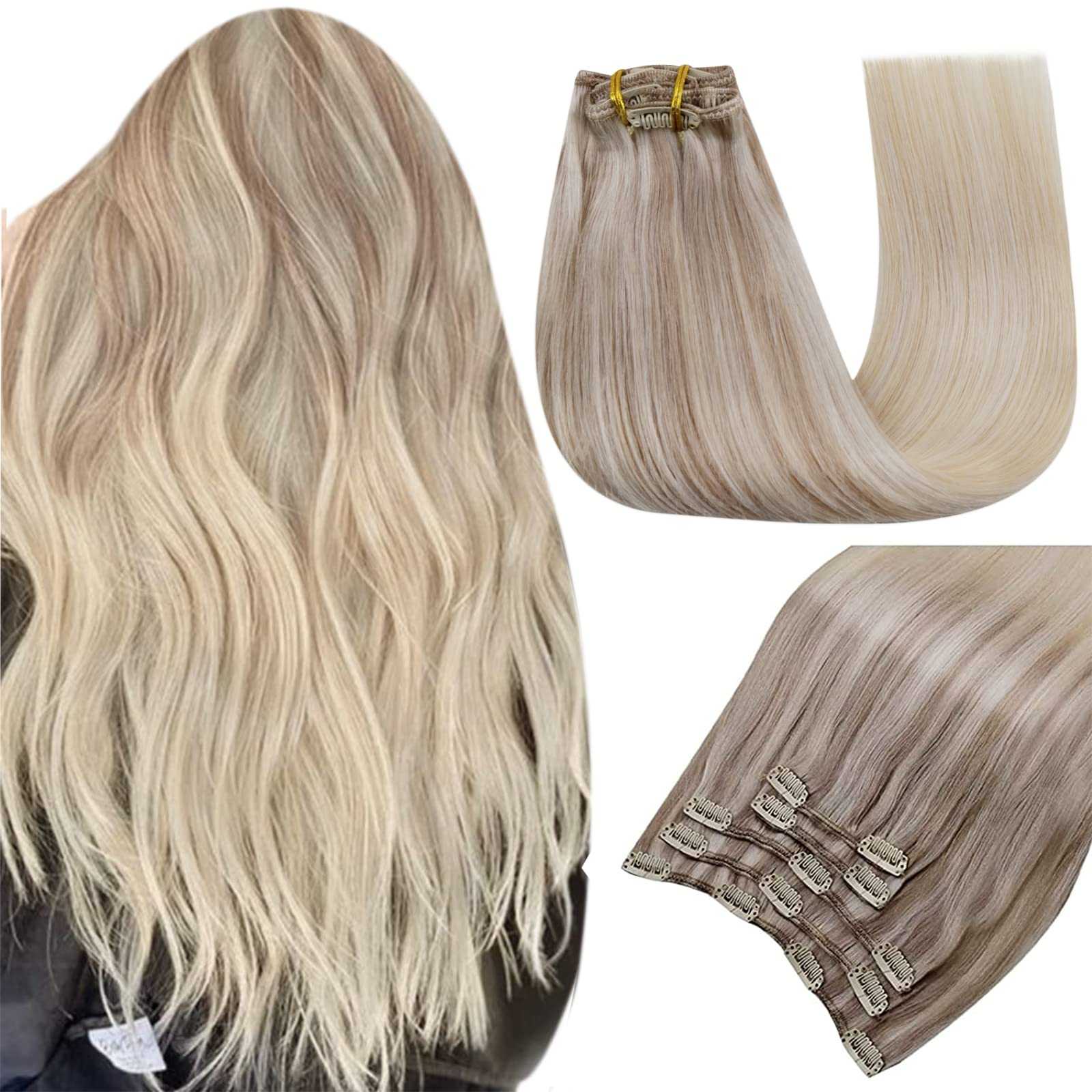 Balayage Clip in Human Hair Extensions Real Human Hair - Image 91