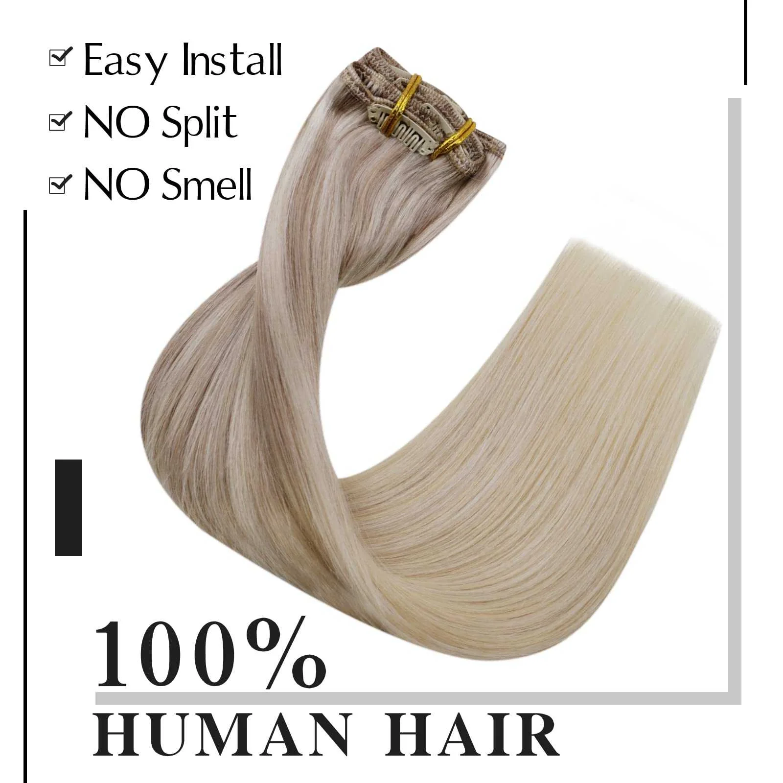Balayage Clip in Human Hair Extensions Real Human Hair - Image 92