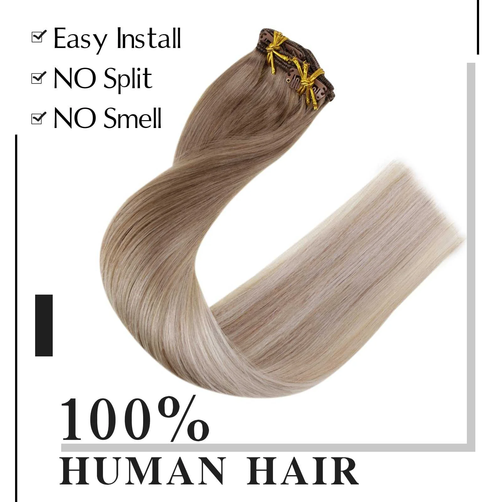 Balayage Clip in Human Hair Extensions Real Human Hair - Image 97