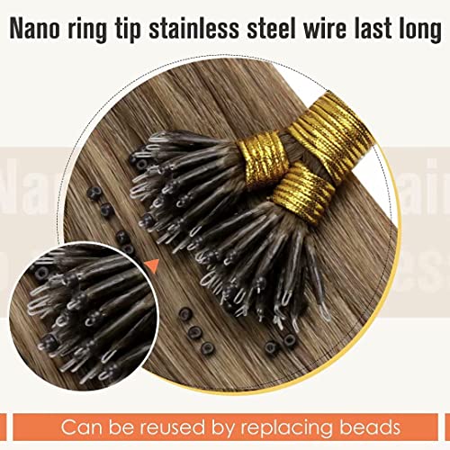 Balayage Nano Ring Human Hair Extensions - Image 69