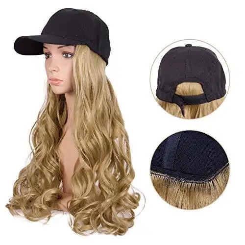 Baseball Cap with Long Curly Hair Extension - Image 4