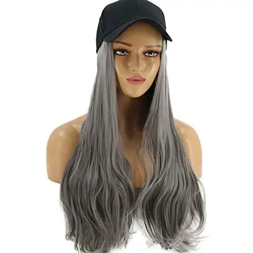 Baseball Cap with Long Curly Wavy Hair Synthetic Wig - Image 11