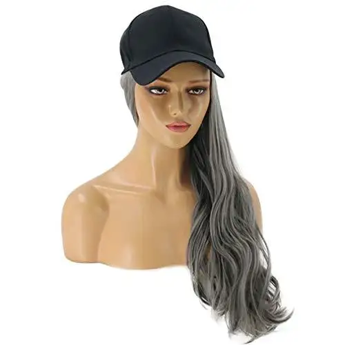 Baseball Cap with Long Curly Wavy Hair Synthetic Wig - Image 12