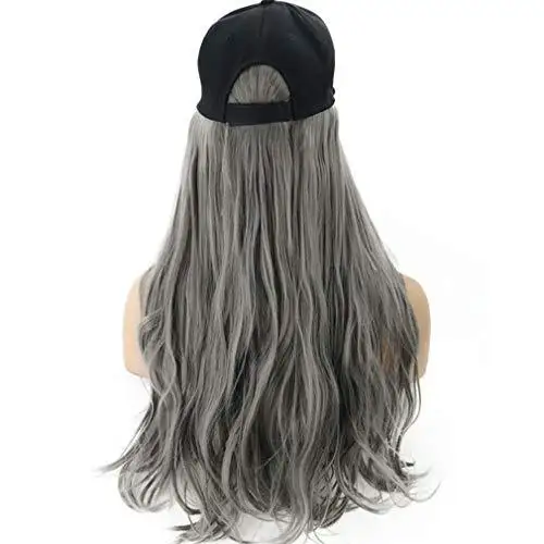 Baseball Cap with Long Curly Wavy Hair Synthetic Wig - Image 14