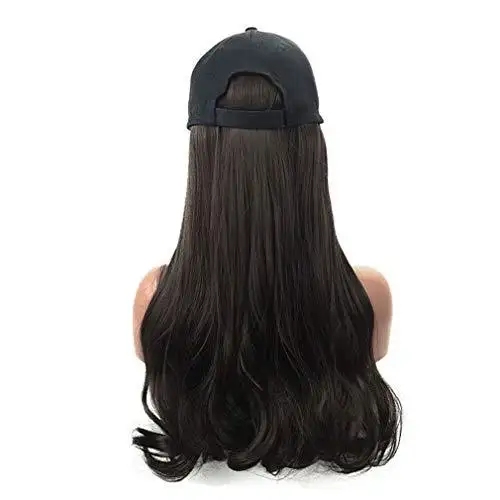 Baseball Cap with Long Curly Wavy Hair Synthetic Wig - Image 19