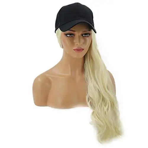 Baseball Cap with Long Curly Wavy Hair Synthetic Wig - Image 20