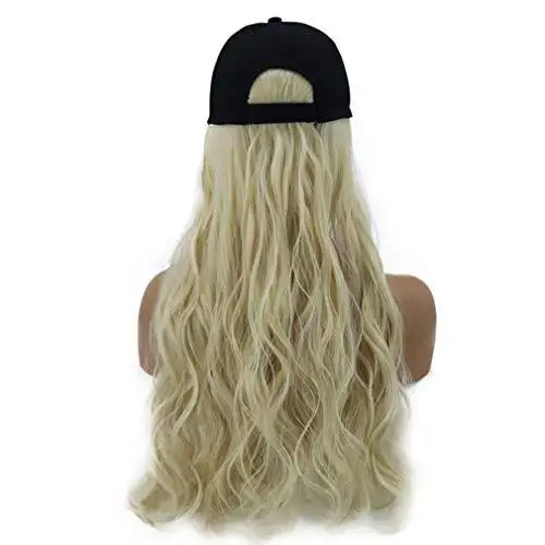 Baseball Cap with Long Curly Wavy Hair Synthetic Wig - Image 22