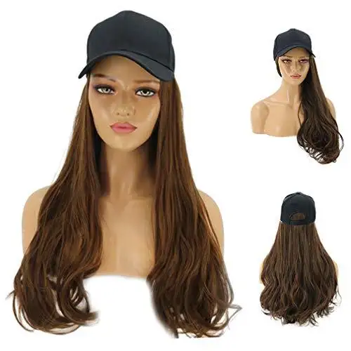 Baseball Cap with Long Curly Wavy Hair Synthetic Wig - Image 24