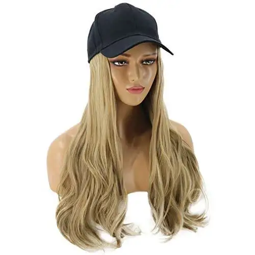 Baseball Cap with Long Curly Wavy Hair Synthetic Wig - Image 28
