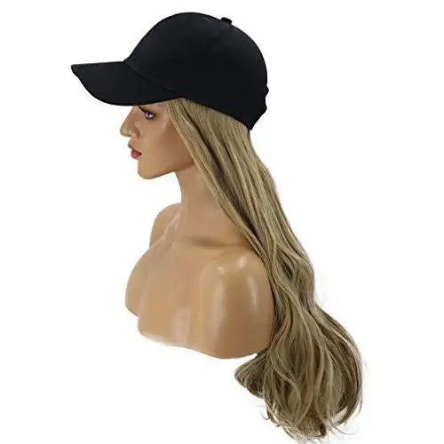 Baseball Cap with Long Curly Wavy Hair Synthetic Wig - Image 29