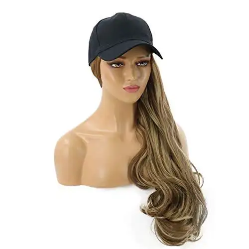 Baseball Cap with Long Curly Wavy Hair Synthetic Wig - Image 3