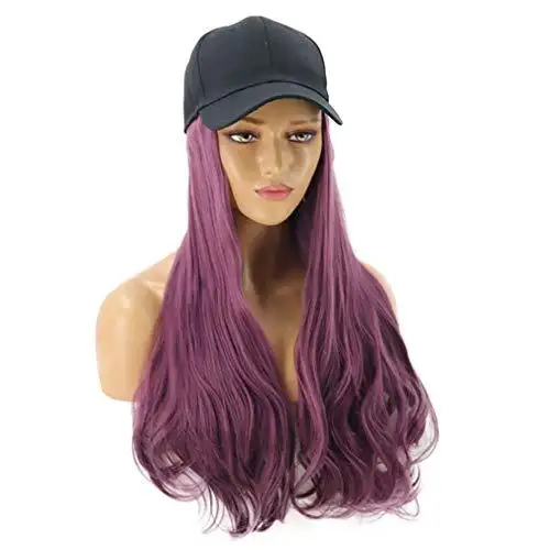 Baseball Cap with Long Curly Wavy Hair Synthetic Wig - Image 31