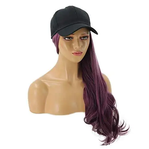 Baseball Cap with Long Curly Wavy Hair Synthetic Wig - Image 32
