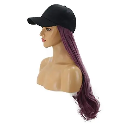 Baseball Cap with Long Curly Wavy Hair Synthetic Wig - Image 33