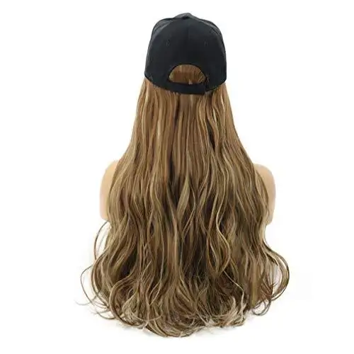 Baseball Cap with Long Curly Wavy Hair Synthetic Wig - Image 5