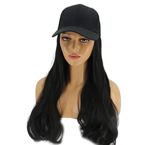 Baseball Cap with Long Curly Wavy Hair Synthetic Wig - Image 7