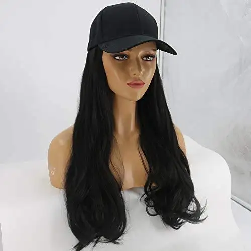 Baseball Cap with Long Curly Wavy Hair Synthetic Wig - Image 8
