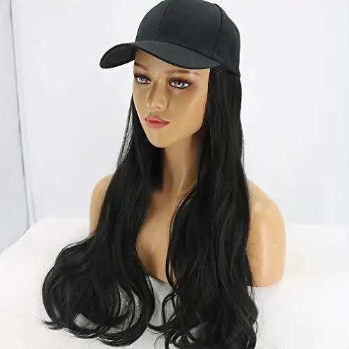 Baseball Cap with Long Curly Wavy Hair Synthetic Wig - Image 9