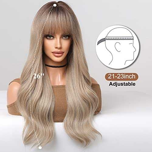 Beige Blonde Long Wavy Wig with bangs - Image 4